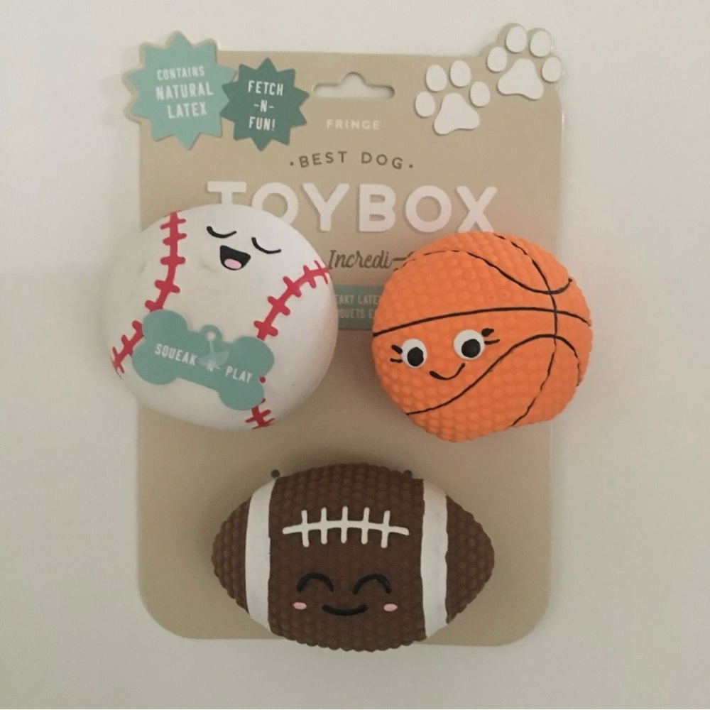 Dog Toys Squeaky Latex Fetch Fun Sports Balls “You’re Incredi-ball” NEW | Fringe